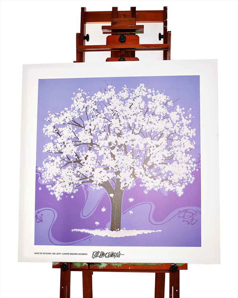 Canvas Ipê Branco/fundo azul anil / m²