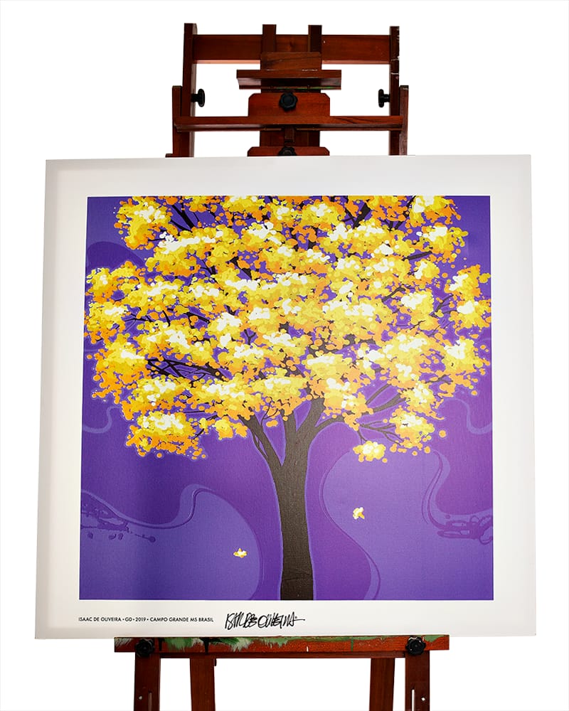 Canvas Ipê Amarelo/fundo azul anil / m²