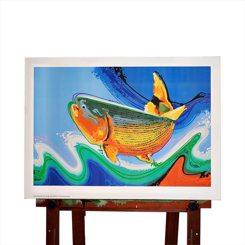 Canvas Peixe Dourado/fundo azul c/ movimentos / m²