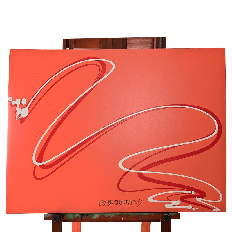 Quadro Original DNA Isaac Movimento/Abstrato/fundo vermelho