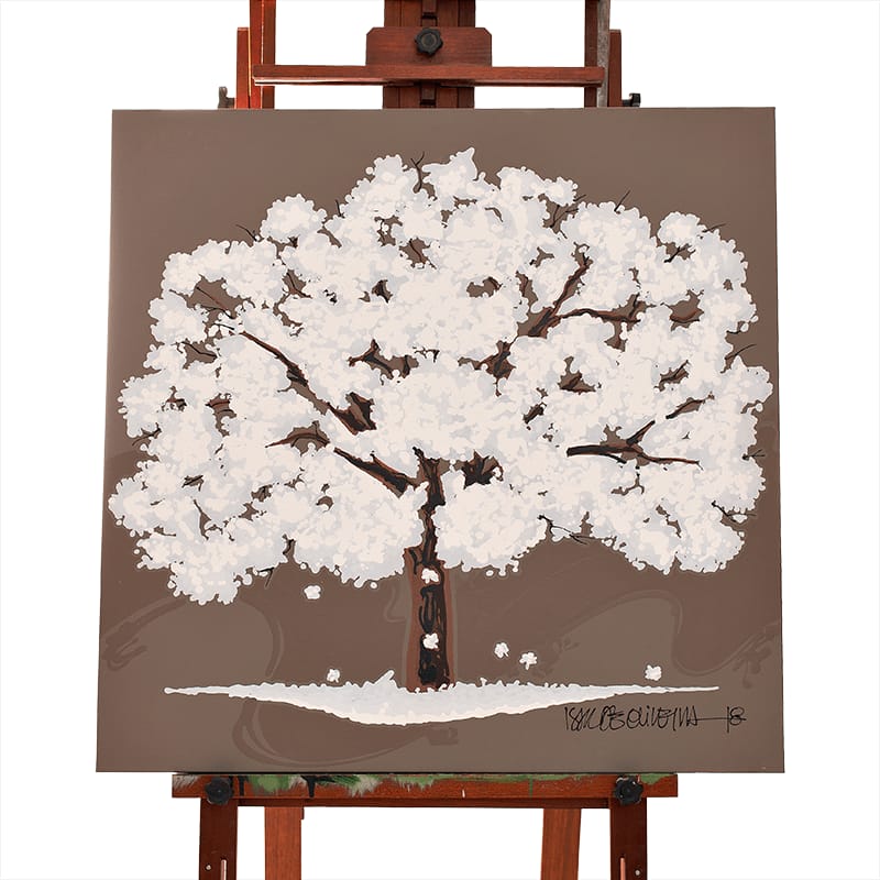 Quadro Original DNA Isaac Ipê branco/fundo marron fendi