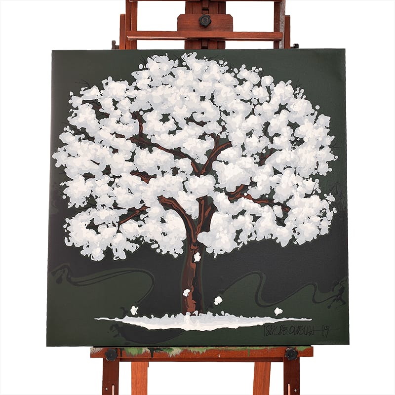 Quadro Original DNA Isaac Ipê Branco/fundo marron