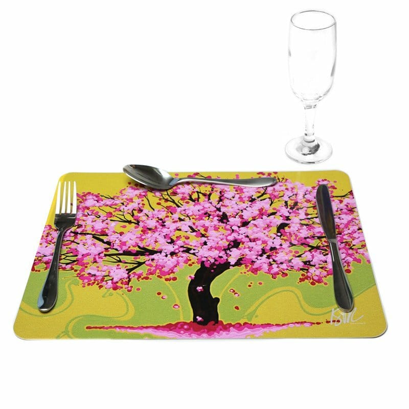 Jogo Americano Ipê Rosa Fundo Amarelo