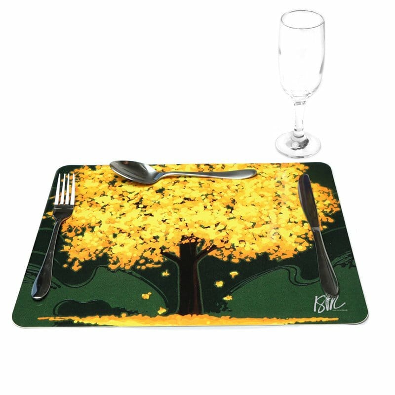 Jogo Americano Ipê Amarelo Fundo Verde